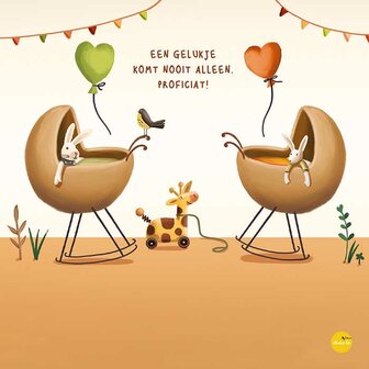 WK0040nl Geboorte tweeling - Een gelukje komt nooit alleen