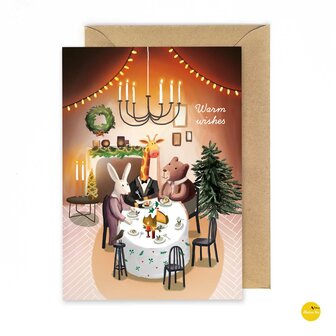 Kerst025eng Feesttafel - Warm wishes