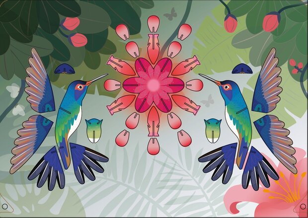 Mobile kolibrie en bloemen