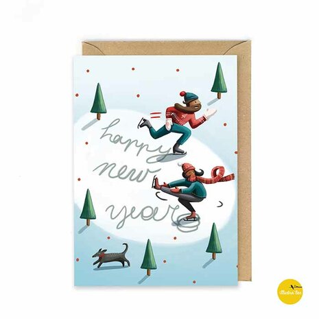 Kerst011eng Ijsschaatsen - Happy new Year