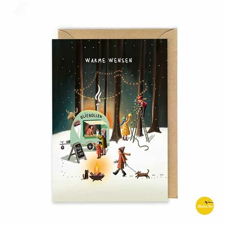 Kerst015nl winternacht feestje bos - Warme wensen