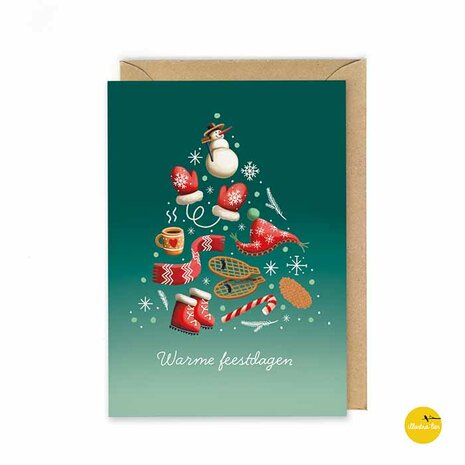 Kerst016nl Kerstboom winterelementen - Warme feestfagen