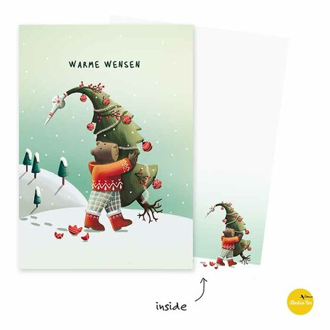 Kerst017nl Kerstboom beer - Warme wensen