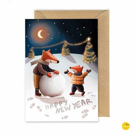 Kerst018eng Snowman - Happy new year